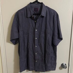 EUC Untuckit Men’s Navy Diamond Linen Short Sleeve Button Down Shirt XXL